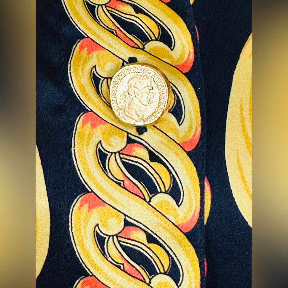 Escada Blouse Rare Vintage Baroque Black Gold Long Sleeve Size 40 8 US 100% Silk - Picture 6 of 15